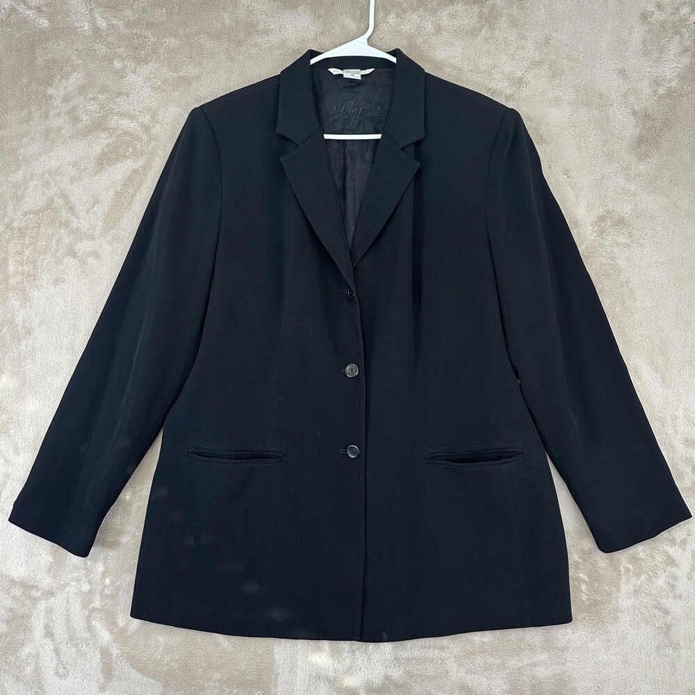 Peter Nygard Blazer Womens 16 Black Triacetate Blend Lined Two Button Jacket